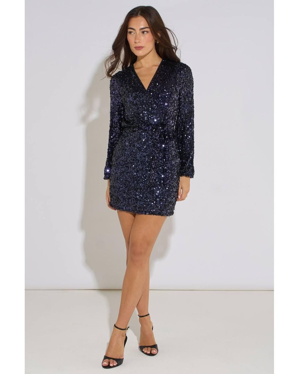 Gini London Blue Sequin Bodycon Mini Dress