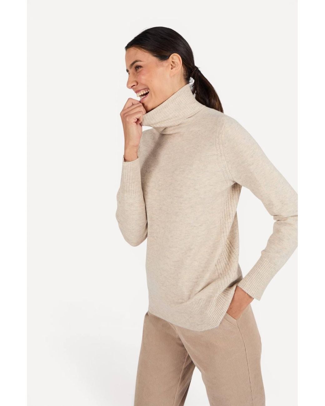DAMART Natural Thermolactyl Rib Turtleneck Wool Blend Jumper