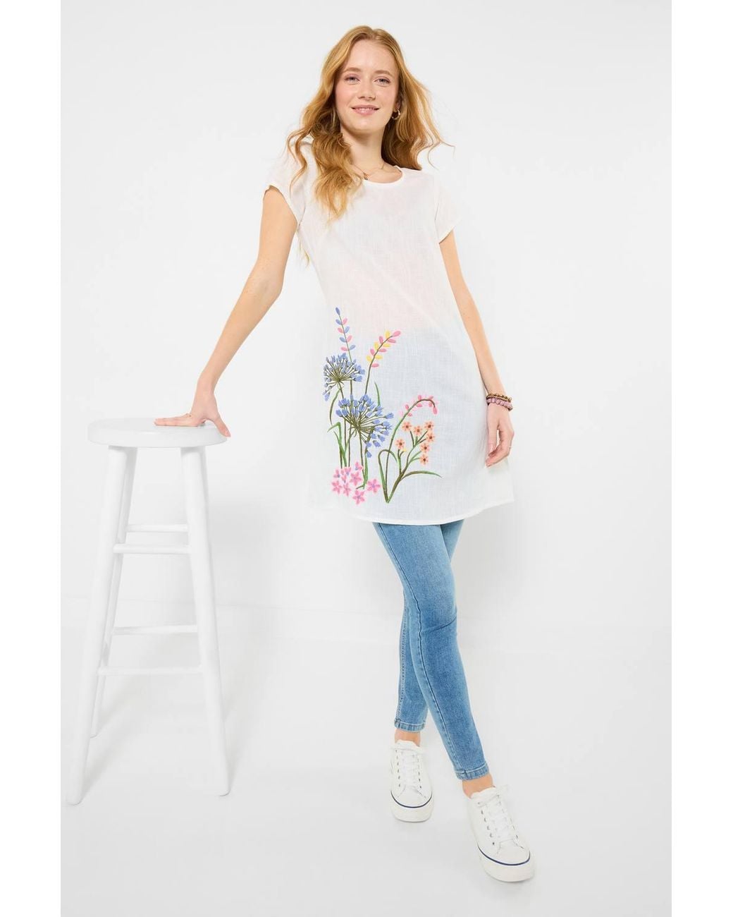 Joe Browns Blue Embroidered Floral Meadow Tunic