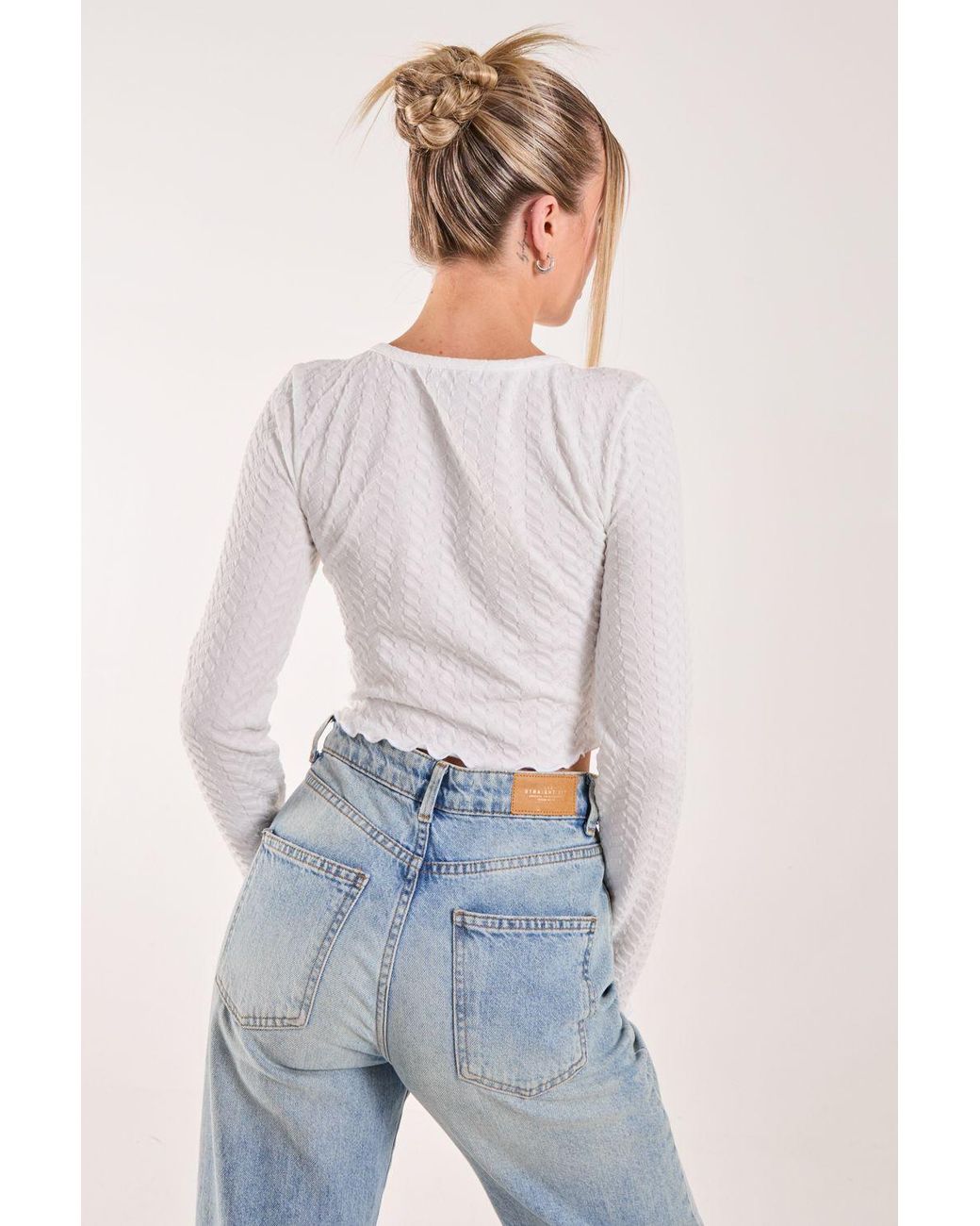 Pink Vanilla White Zig Zag Jersey Long Sleeve Top