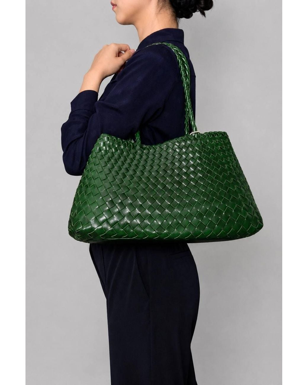 Rimini Green Hand Woven Shoulder Bag 'Donna'