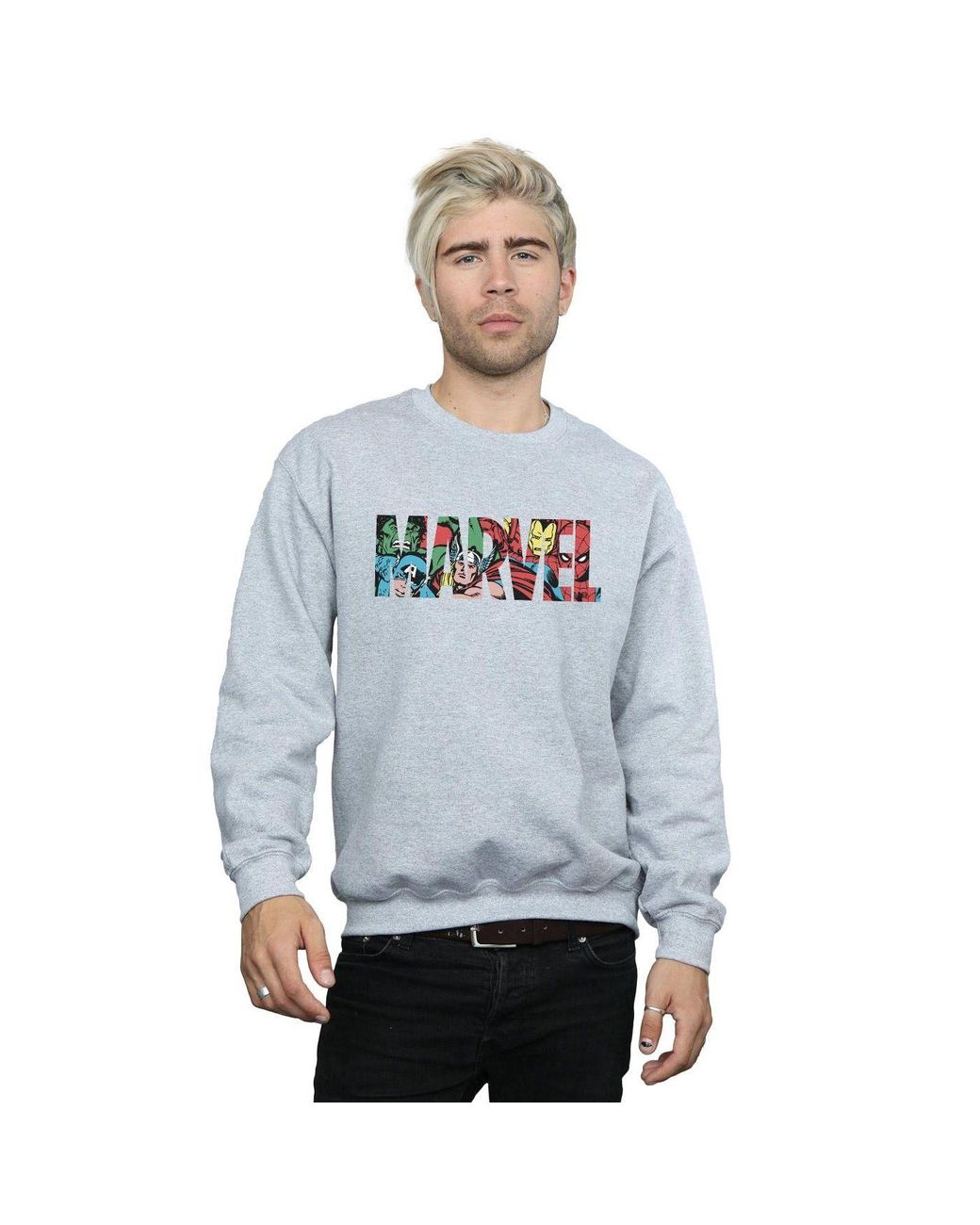 Marvel Comics Blue Infill Logo Sweatshirt for men
