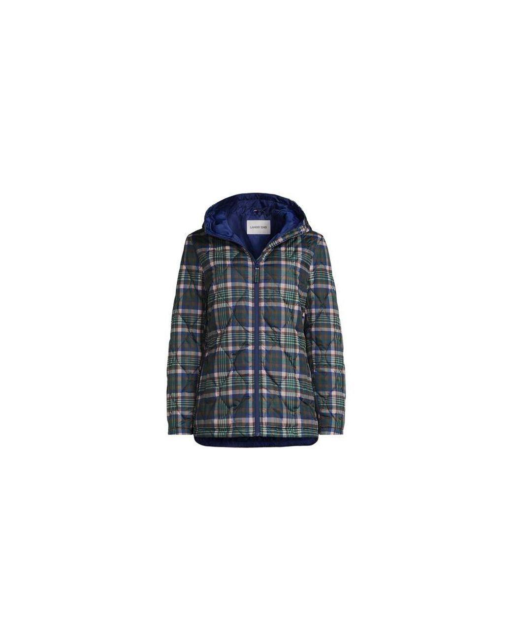 Lands' End Black Patterned Featherfree Insulated Quilted Jacket