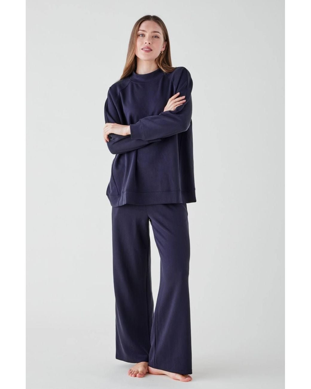 The Night Store Blue Turtle Neck Lounge Trouser Set