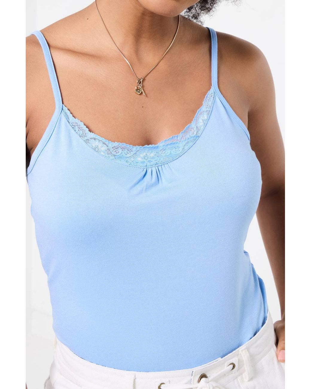 Joe Browns Blue Lace Trim Jersey Cami With Adjustable Straps