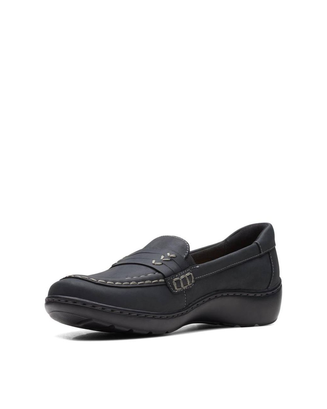 Clarks Blue Cora Ashly Leather Loafers, Slip Ons