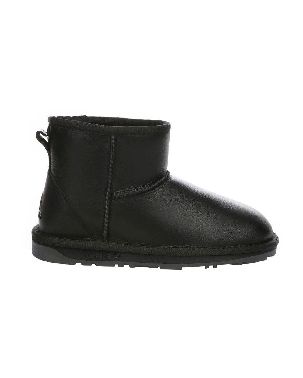 EverAu Australia Black Real Sheepskin Mini Classic Boots With Tpr Sole