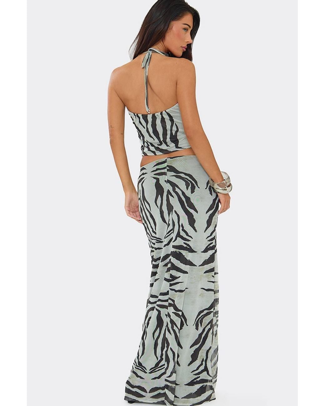 EGO Metallic Drape Maxi Skirt