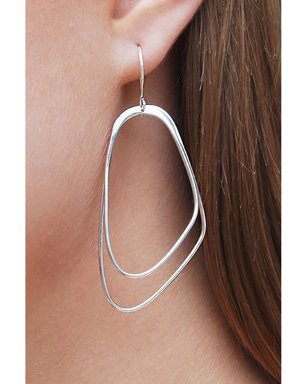 Otis Jaxon London Black Sterling Long Drop Double Hoop Earrings