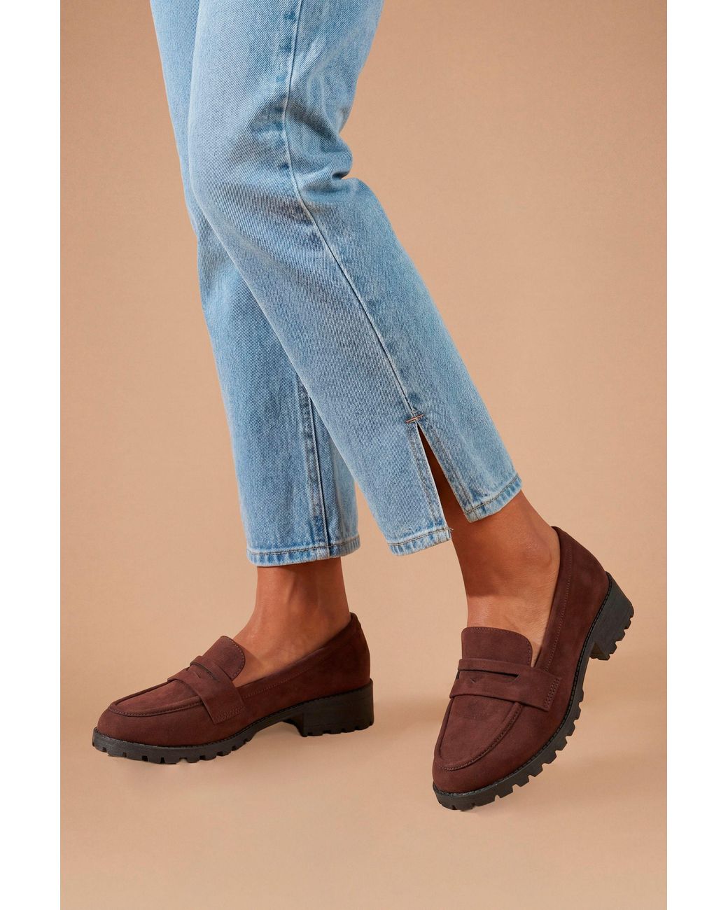 Dorothy Perkins Blue Wide Fit Leoni Chunky Loafers
