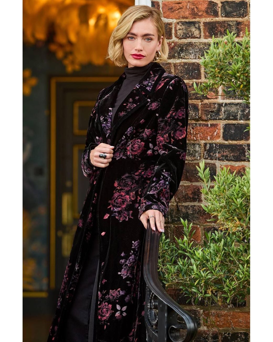 Joe Browns Black Boutique Printed Velvet Coat