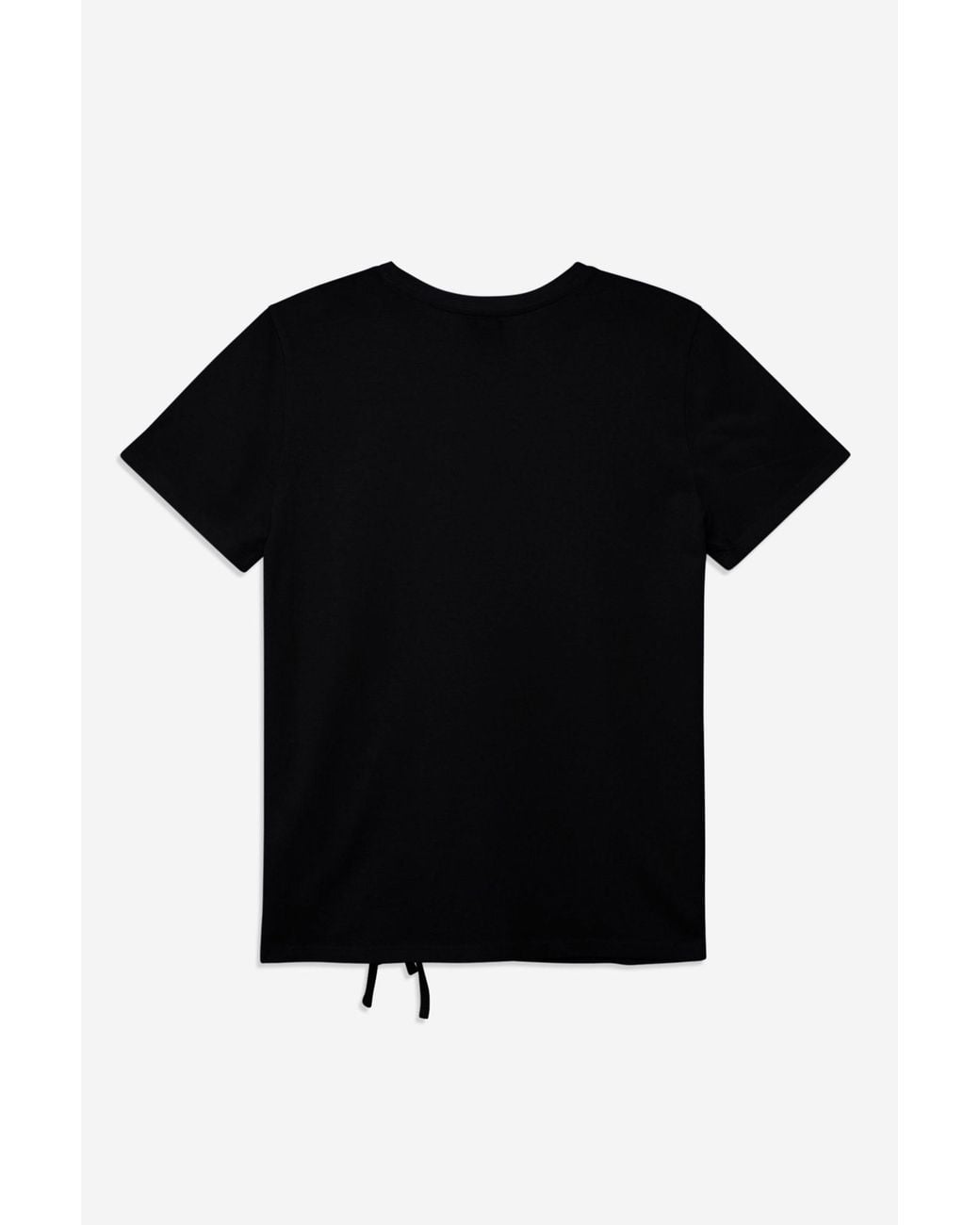 Enorsia Black Combed Cotton Ruched Front Short Sleeve T-Shirt