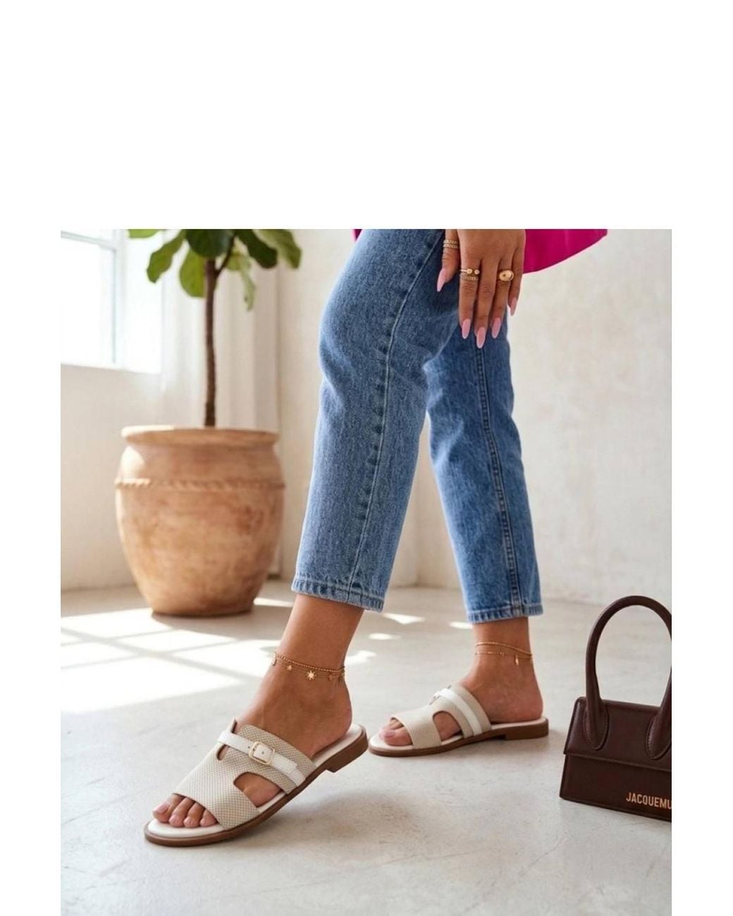 Love Lace Blue Summer Slip-On Faux Leather Sliders With Cut-Outs