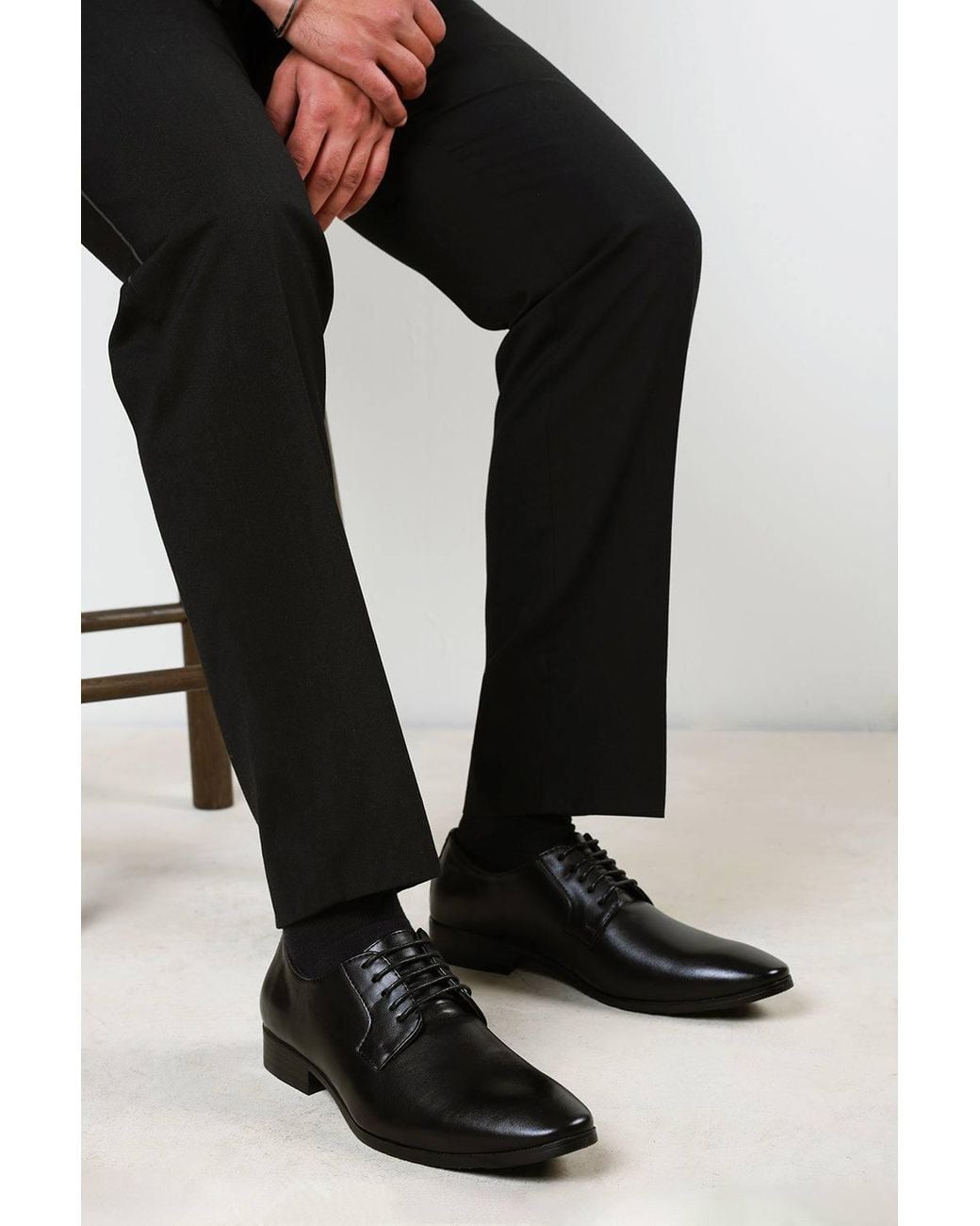 Where's That From Black 'Nathan' Derby Lace Up Formal Work Shoes for men