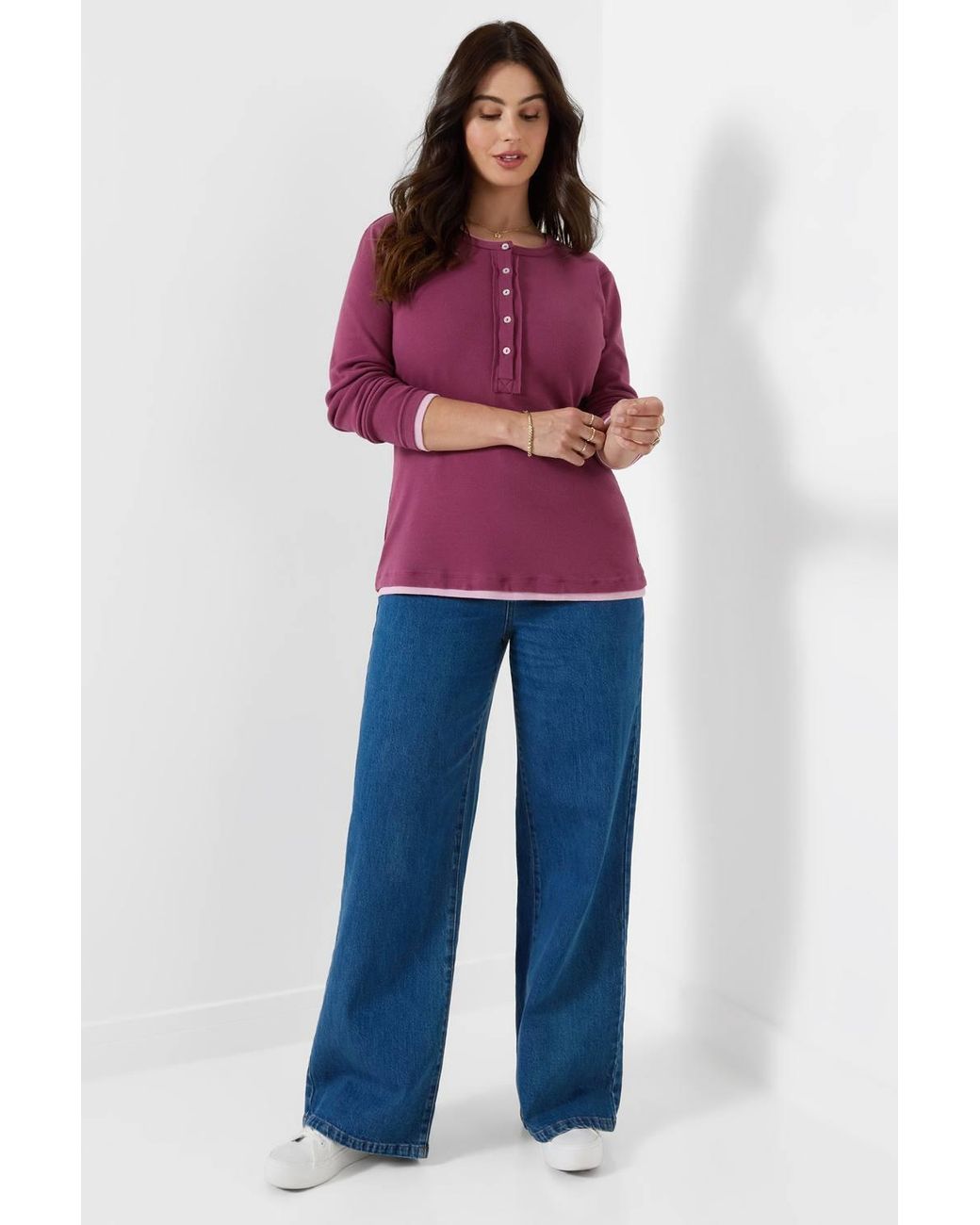 Joe Browns Purple Margot Jersey Double Layer Henley Top
