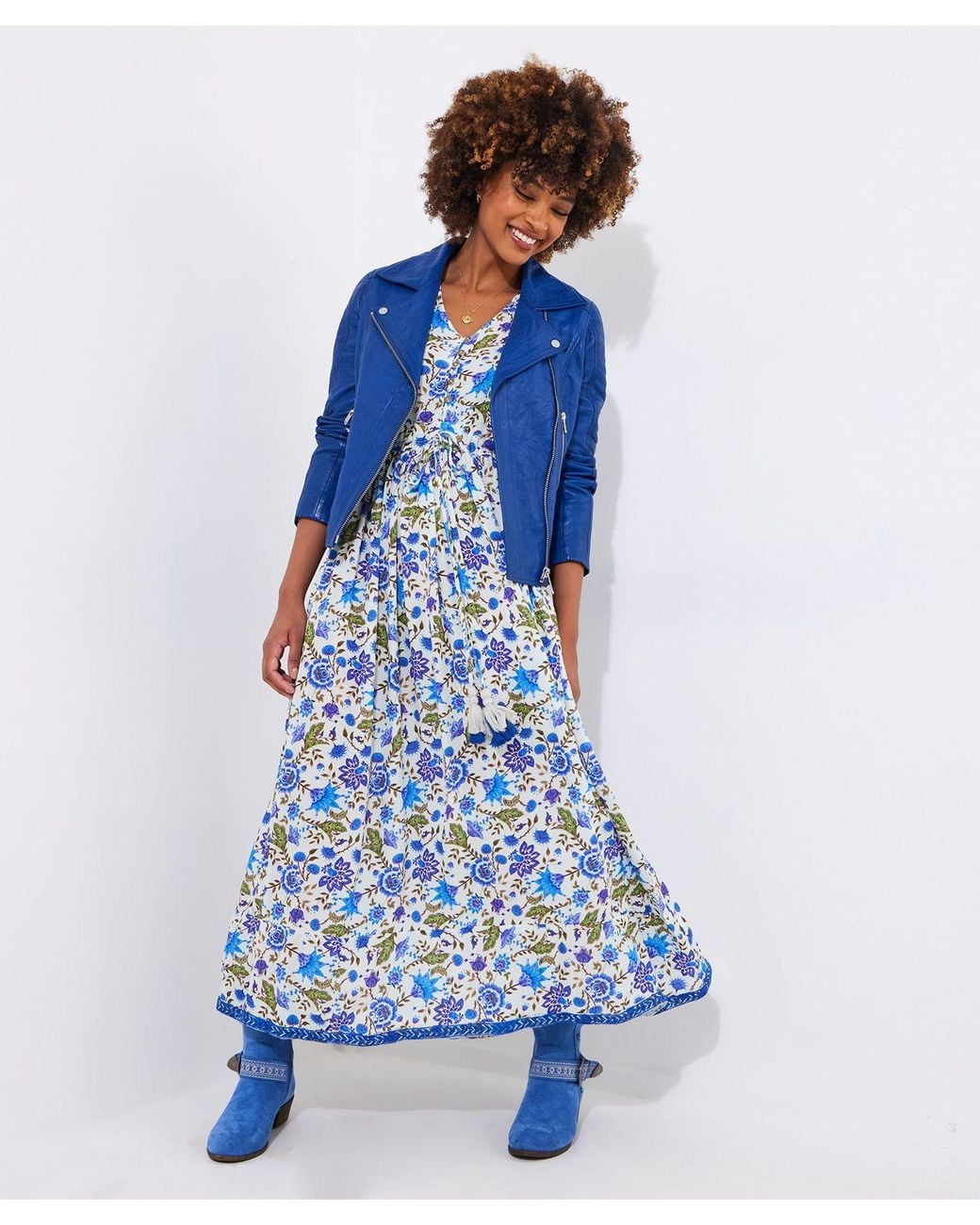 Joe Browns Blue Petite Sequin Embellished Boho Floral Maxi Dress