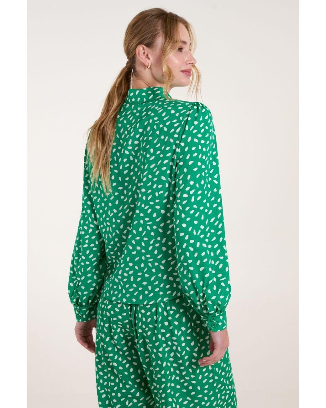Blue Vanilla Green Abstract Polka Dot Oversized Shirt