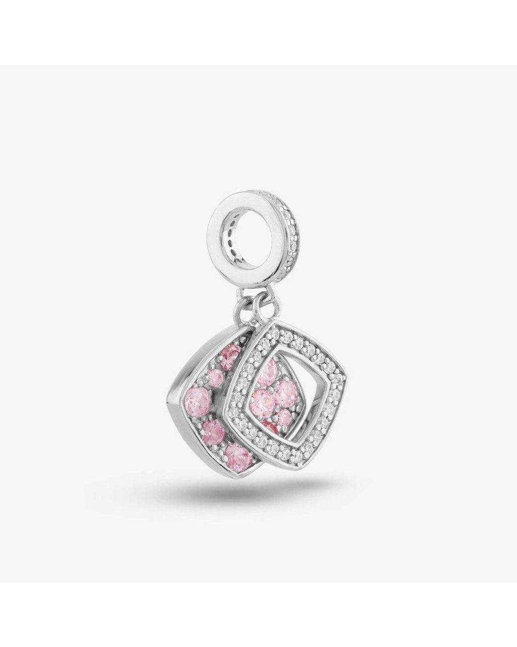 Rosa Lea White 2 Square Dangle Charm Am-Thb032204