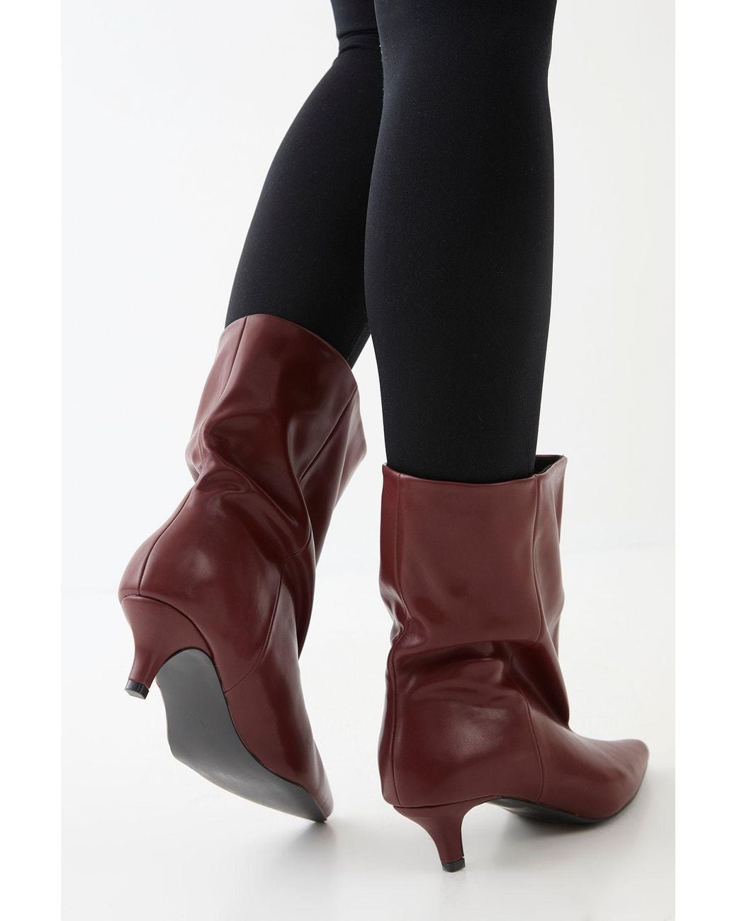 MissPap Red Low Stiletto Heel Ankle Boots