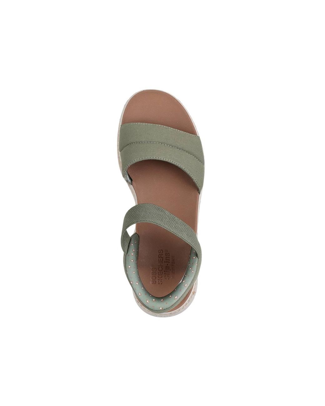 Skechers Green Bobs Sun Ray Slip-Ins Padded Vamp Quarter Strap Sandal