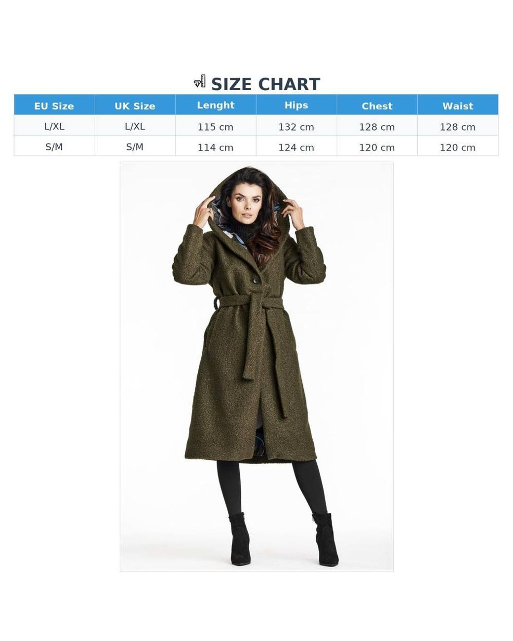 Love Lace Green Autumn Collared Coat With Belt & Buttons
