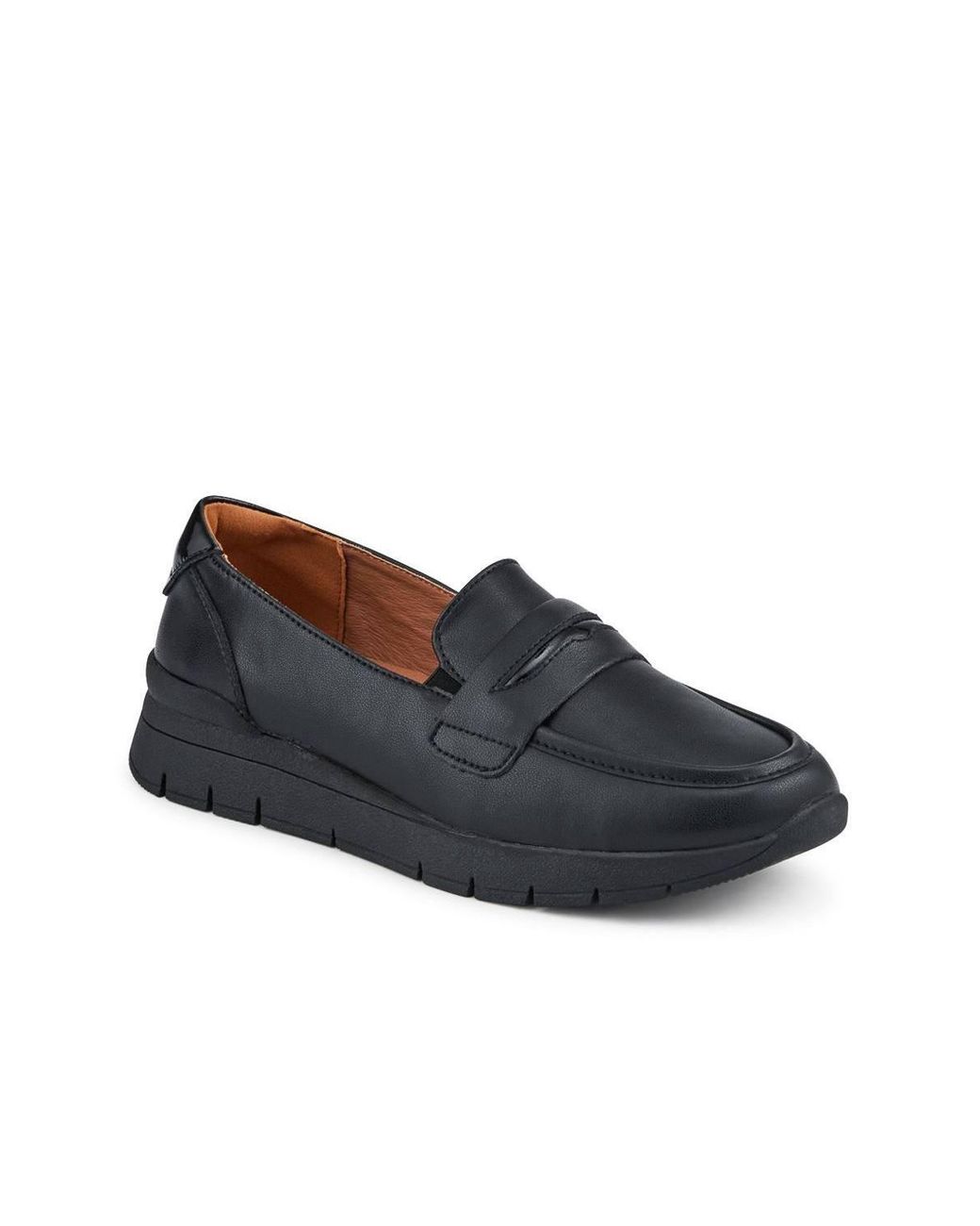 Pavers Black Heeled Leather Penny Loafers