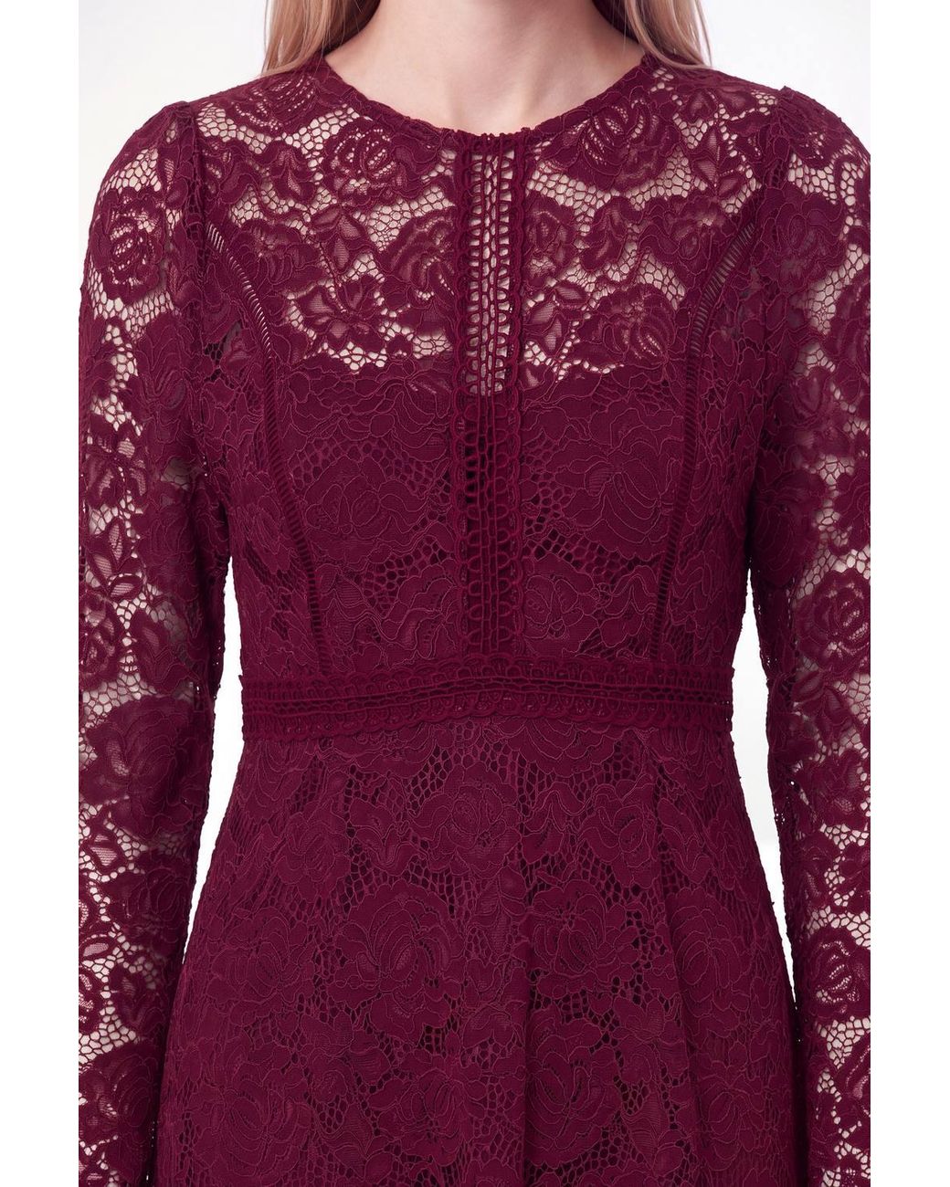Wallis Purple Petite Lace Fit & Flare Midi Dress