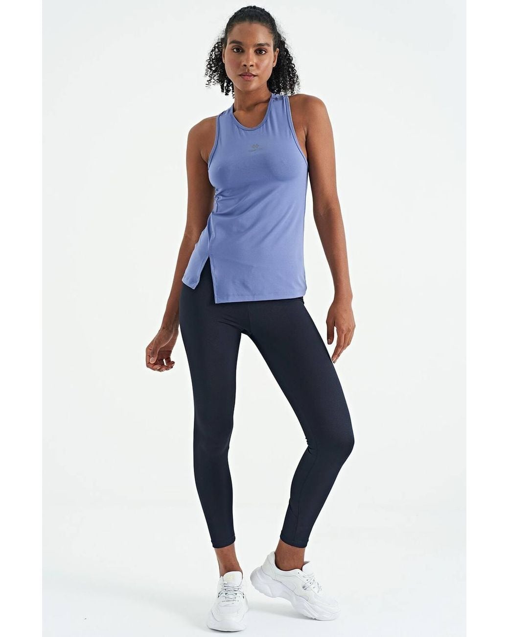 TOMMY LIFE Blue Sleeveless Crew Neck Active Top