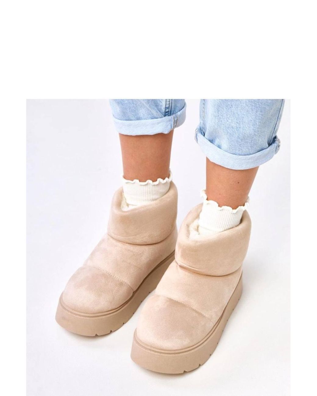 Love Lace Blue Ankle Snow Boots With Fur Lining Low Platform Fabric Upper