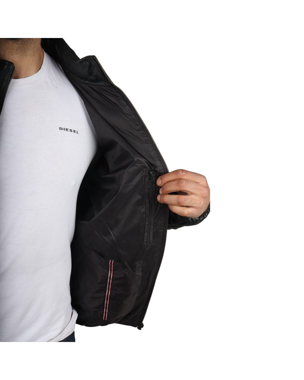 TruClothing Black Puffer Quilted Real Leather Waist Length Jacket for men
