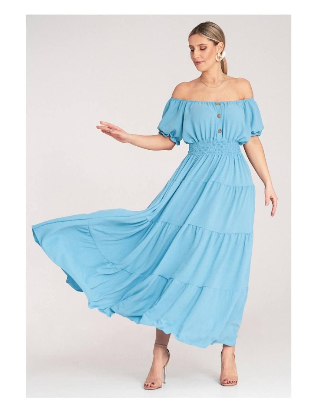 Love Lace Blue Summer Flared Short Sleeve Fit & Flare Dress