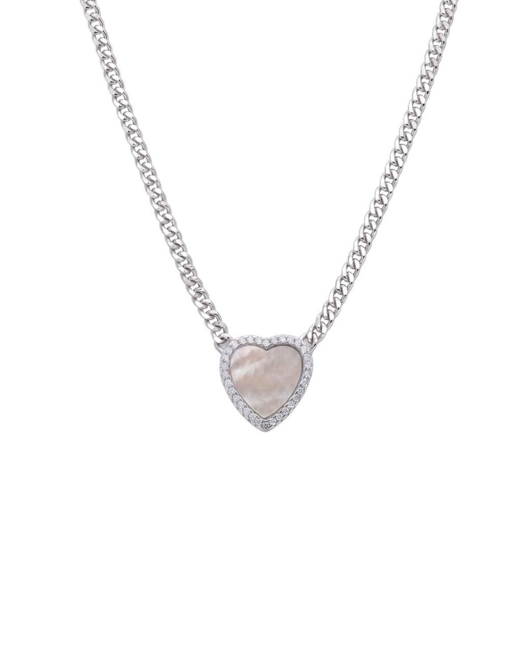 Latelita London White Heart Mother Of Pearl Necklace