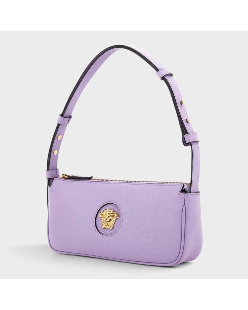 Versace Purple La Medusa Leather Handbag