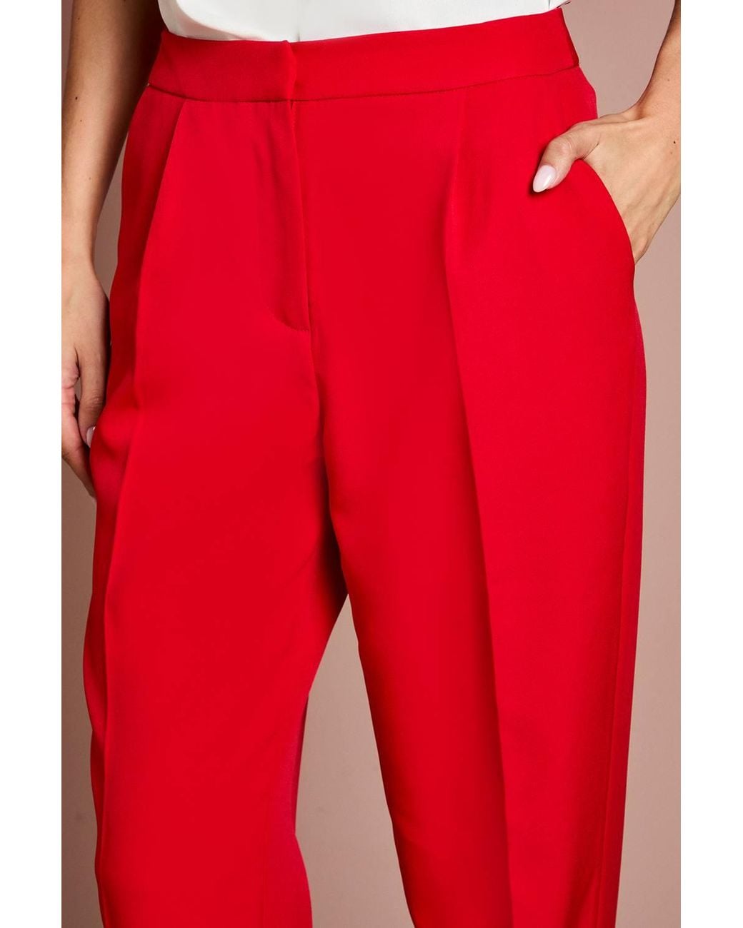 Coast Red Pleat Front Straight Leg Formal Trouser