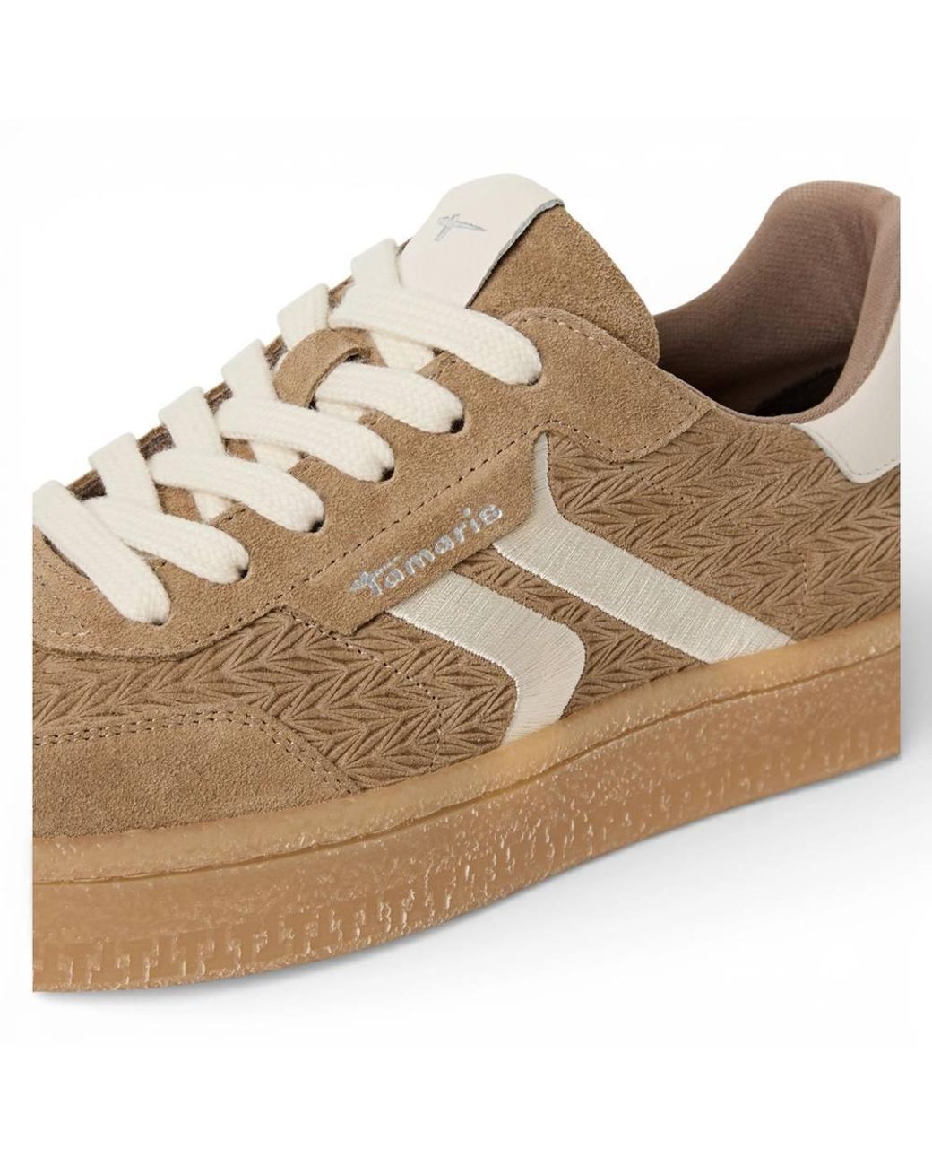 TruClothing Natural Leather Stripes Trainers Sneaker Shoes