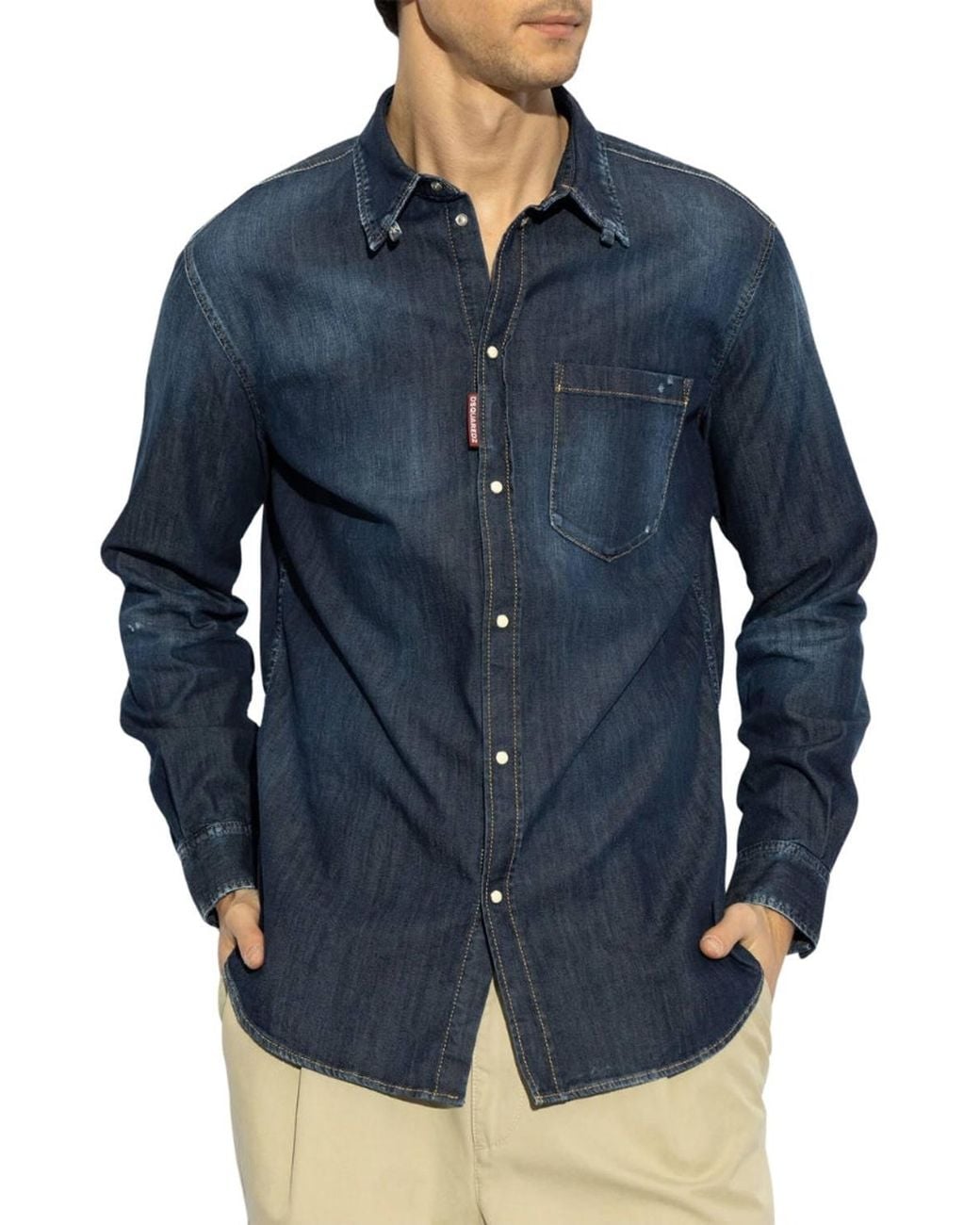 DSquared² Blue Tab Long Sleeve Collared Shirts for men