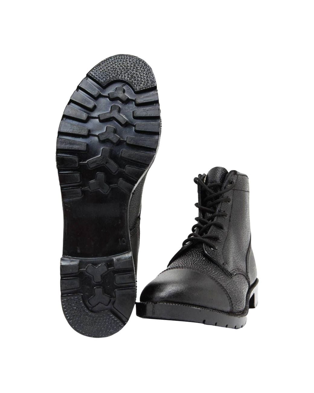 Grafters Black 6 Eye Grain Leather Cadet Boots for men