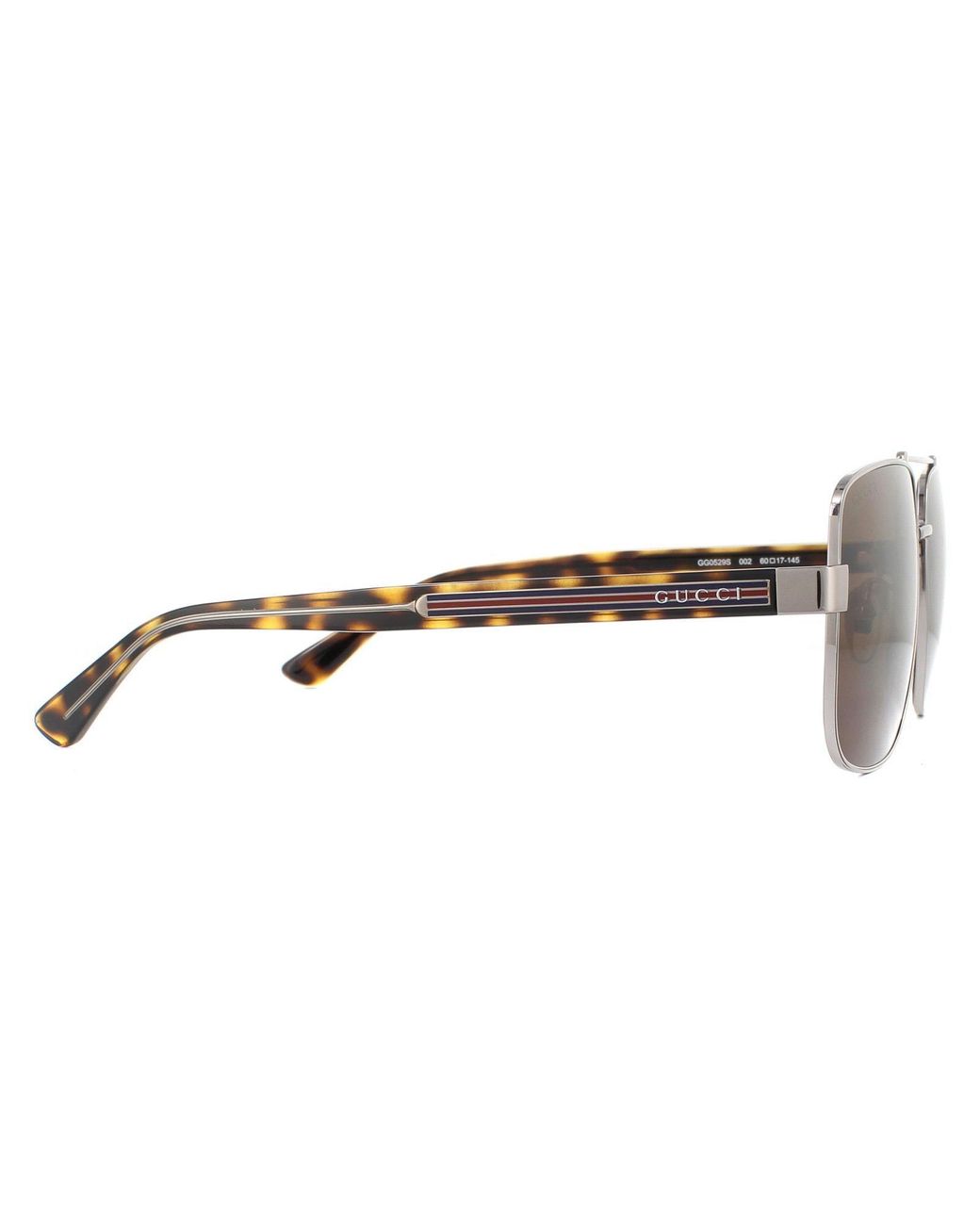 Gucci Brown Square Ruthenium Havana Sunglasses for men