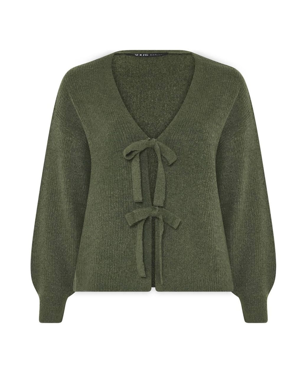 Yours Green Knitted Tie Front Cardigan