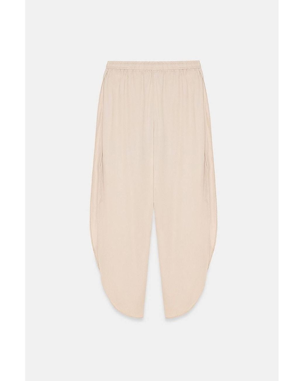 Dilvin Natural Tencel Wide-Leg Crepe Trousers With Slit