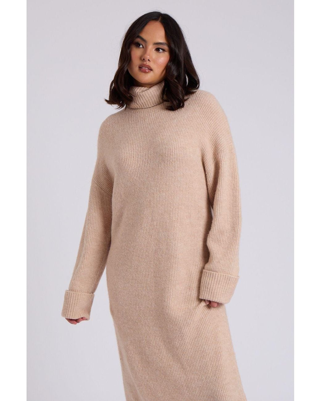 Urban Bliss Natural Roll Neck Midi Dress