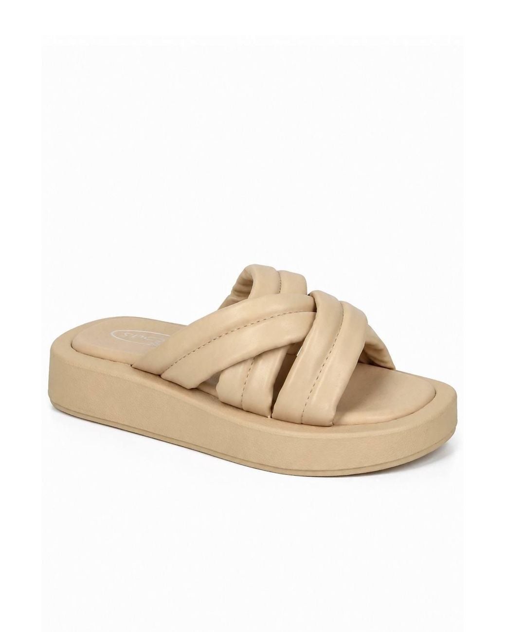 Spot on Natural Padded Cross Strap Comfort Slide Sandals