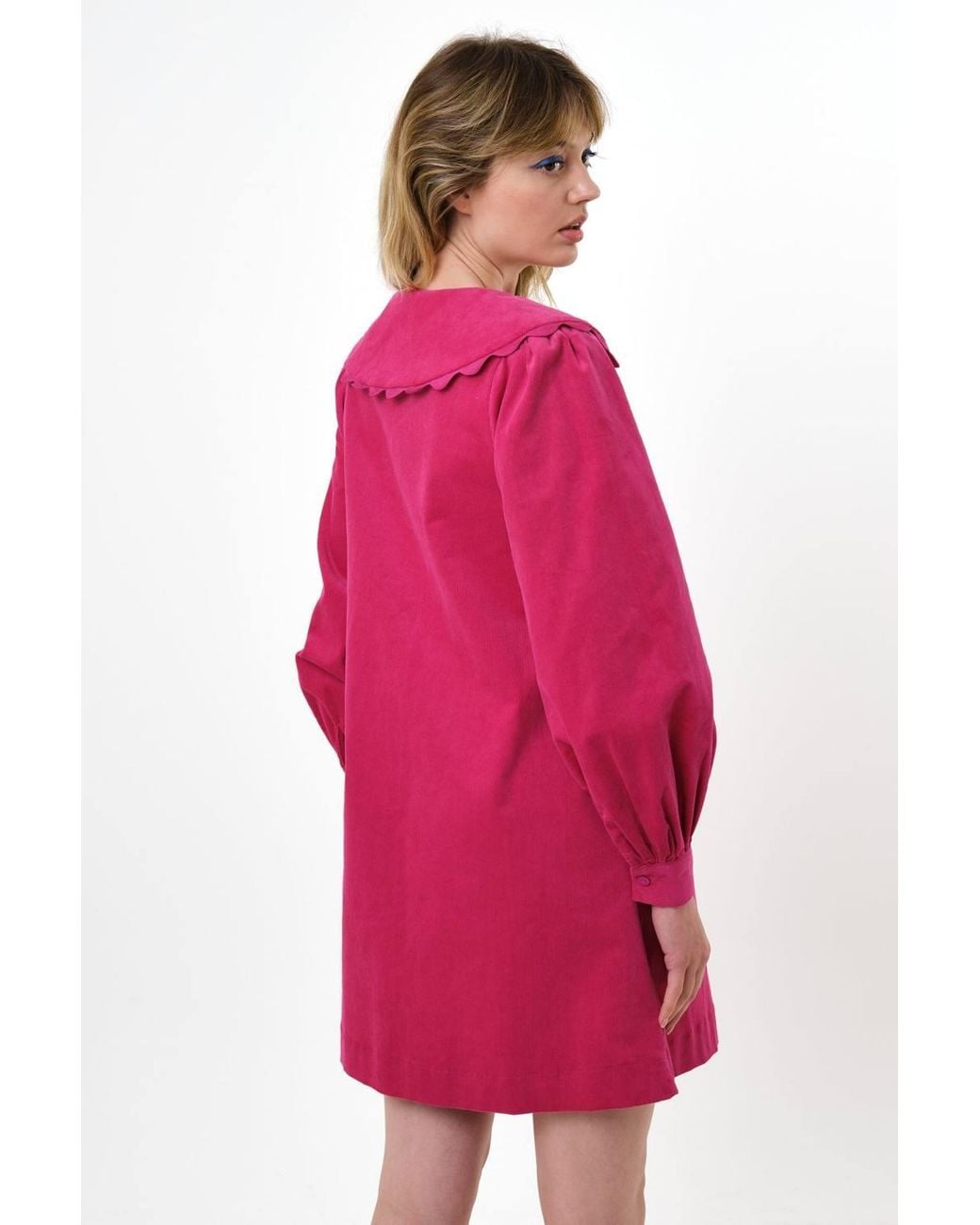 Louche Red Bonny Baby Cord Long Sleeve Mini Dress