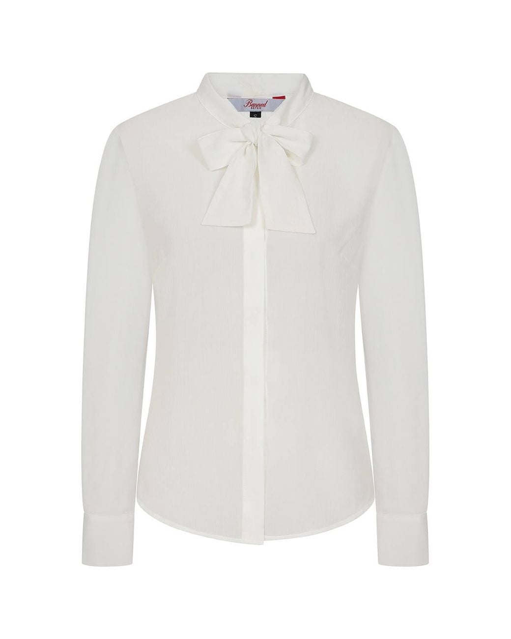 Banned Retro Pussybow Please Blouse-Offwhite