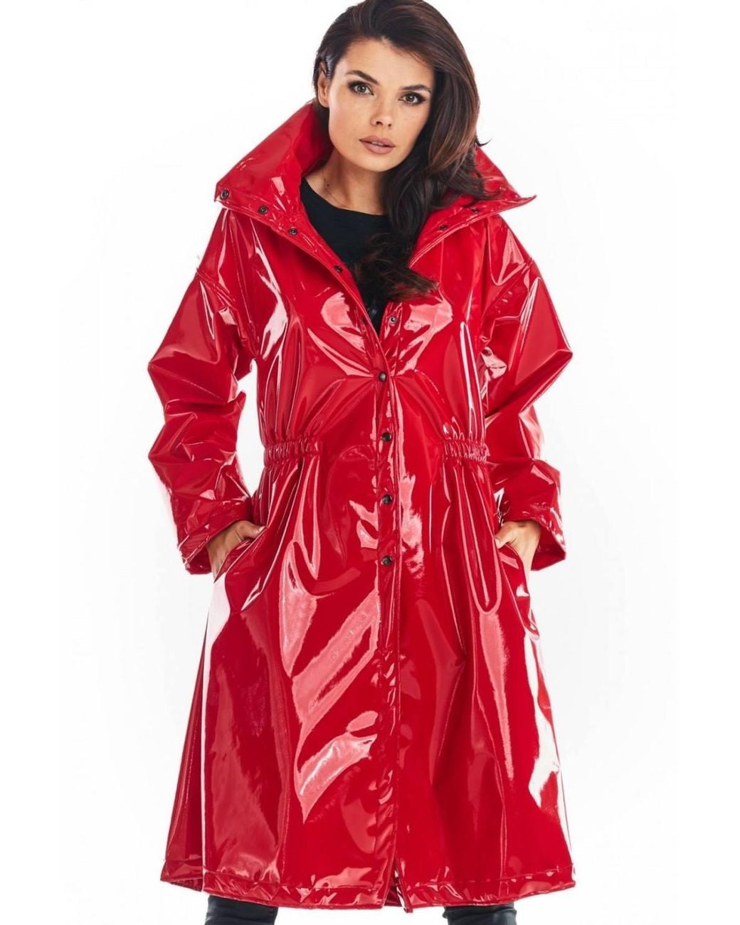 Love Lace Collared Waterproof Coat With Drawstring & Buttons