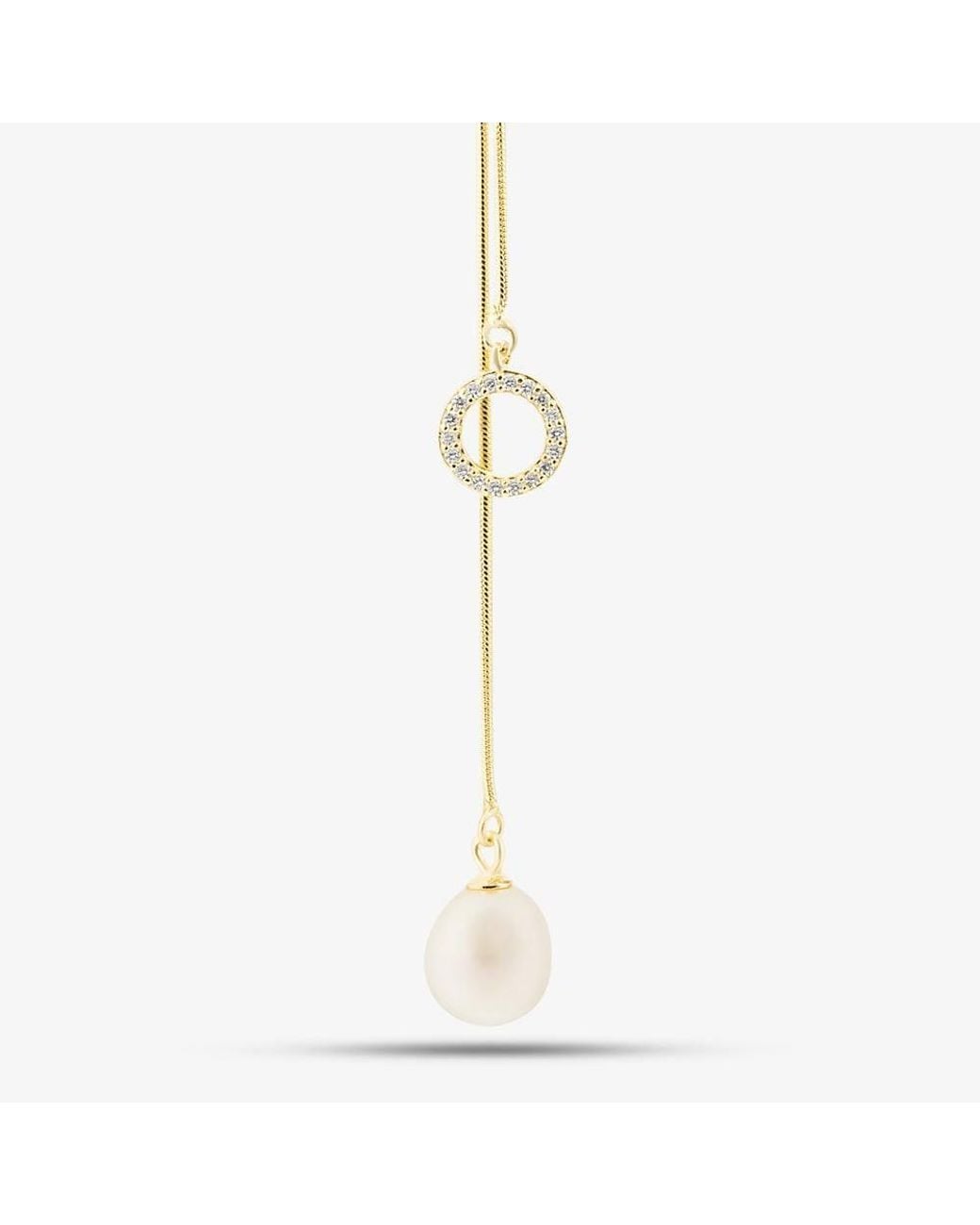 T.H.Baker White Freshwater Pearl & Cubic Zirconia Necklace Pow70390Fw/Gp