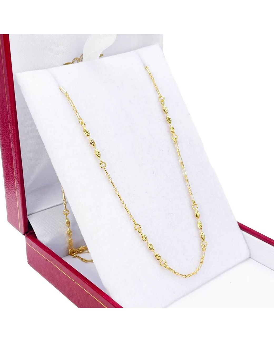 Raina Jewels Metallic 22Ct Beaded Necklace Diamond Cut\ Polished Oval Beads Chain 18"