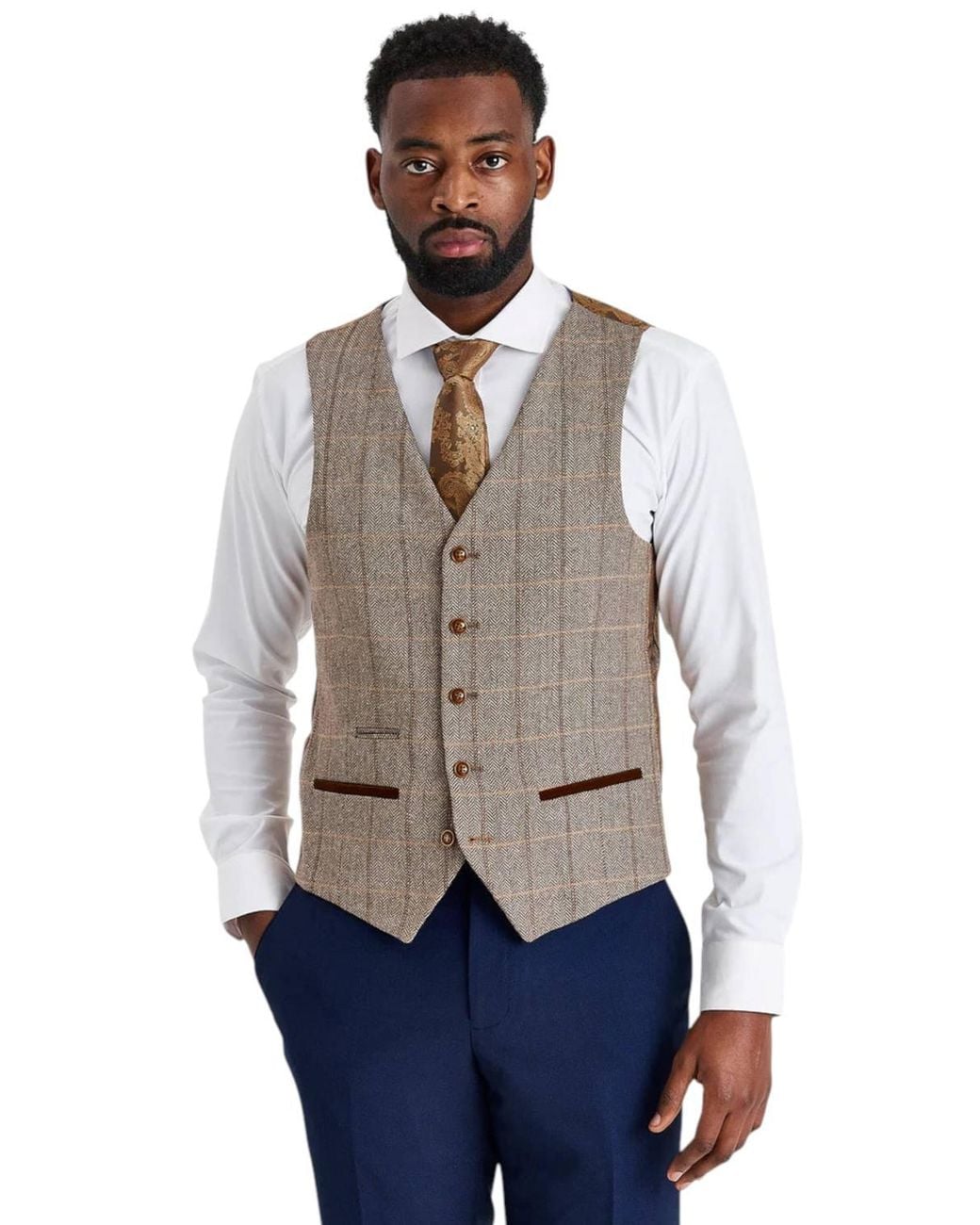 Infinity Leather Blue Tweed Suit With Mayfair Trousers for men
