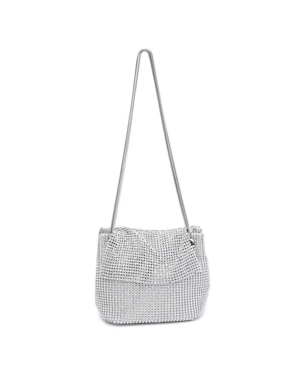 LARANGE Metallic Embellished Mesh Shoulder Bag With Long Straps