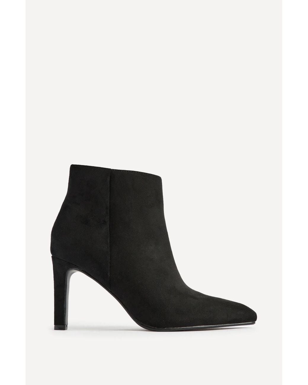 Linzi Black Handled Faux Suede Heeled Ankle Boots